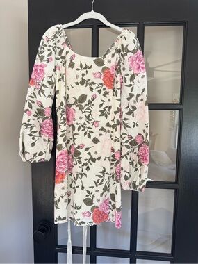 Red Dress Boutique White Mini Dress with Pink Floral Print